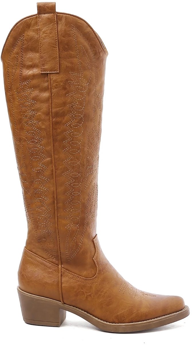 Smile Favorites® Dames Cowboylaarzen - Camel - Imitatieleer - Maat 36