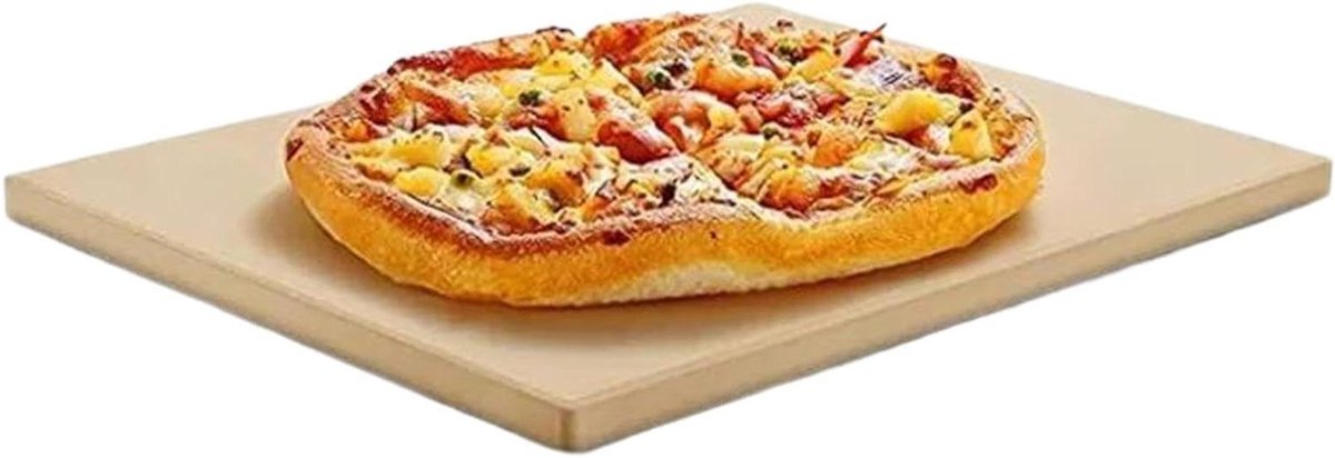 Pizzasteen Rechthoekig - Bakplaat brood - Oven en BBQ - Crisp Base technologie - 265x255x8mm - Veelkleurig