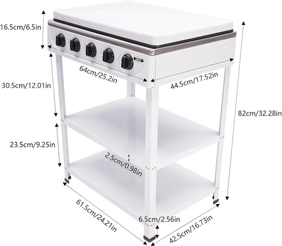 Gasstel 5 Pitten - Buiten kookplaat - Kamperen en buiten - Met windscherm - 61.5 x 42.5 cm - Wit — afbeelding 2