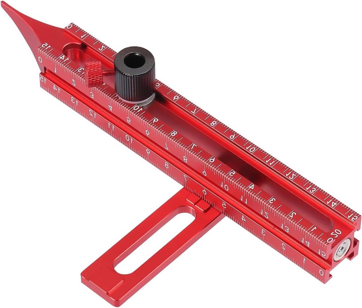 Aftrekgereedschap Hout - Meetlat Markering - Timmerwerk Schetsen - Magnetische Basis - 18 cm - Zilver