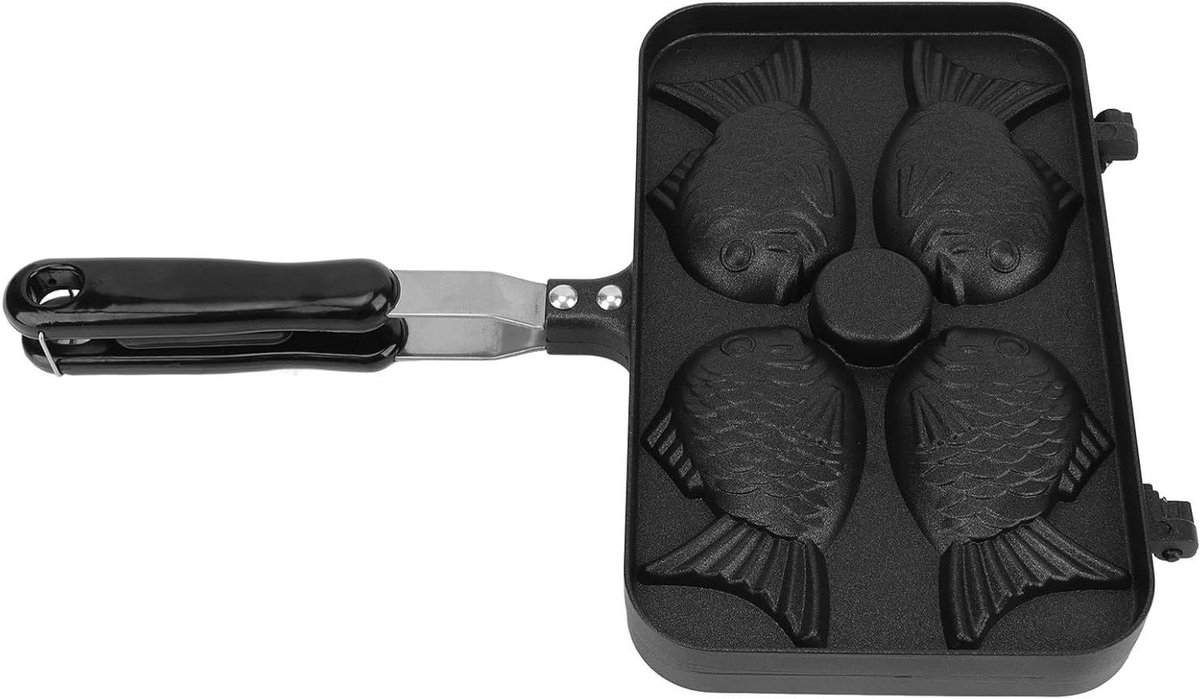Wafel Pan - Taiyaki Frypan - Ontbijt Maken - Gelijkmatige Verwarming - 14.5 x 24 cm - Grijs