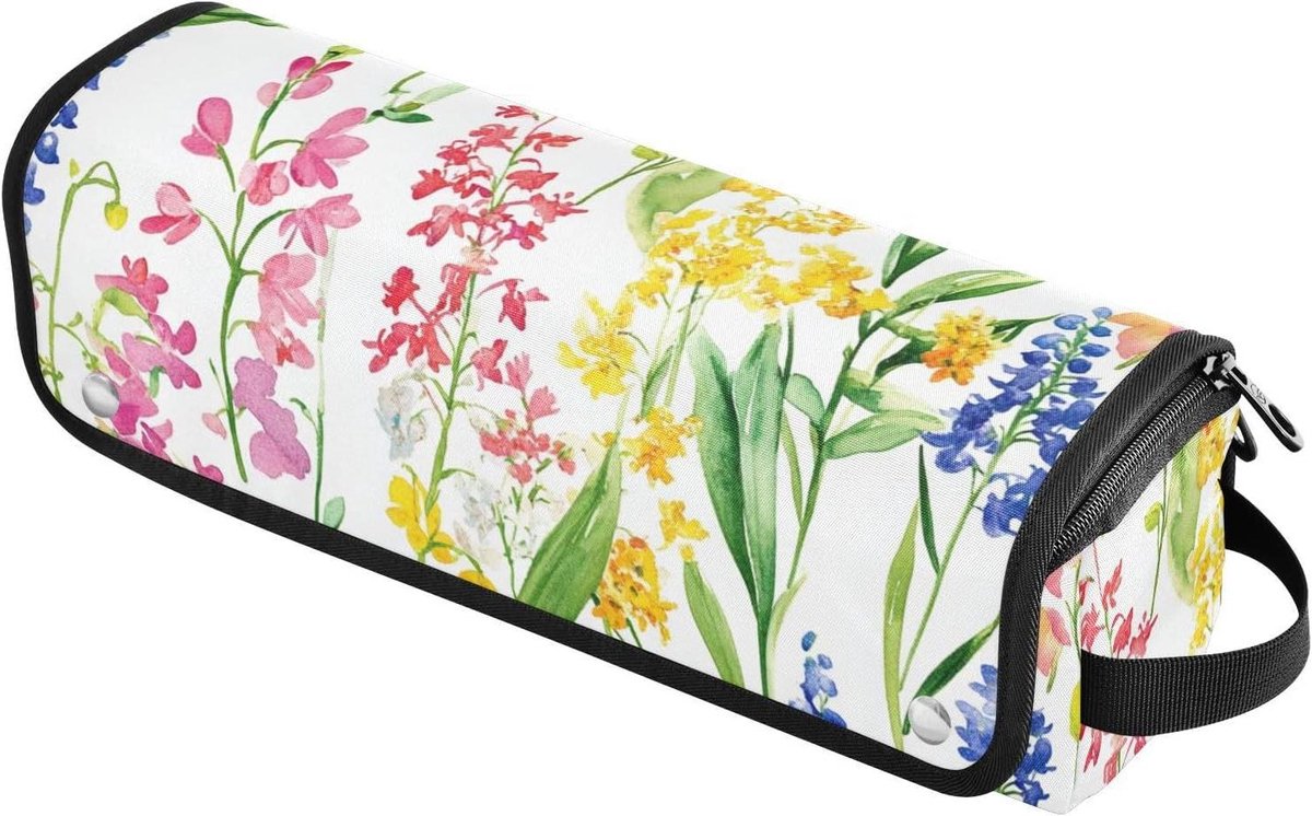 Haarstyling Tas - Opberg etui - Reizen en thuis - Hittebestendige mat - 37 cm lang - Bloemenkleurig