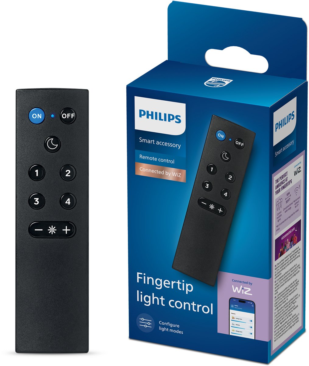 Philips Smart Lighting - Afstandsbediening - Bedien je Slimme Verlichting Eenvoudig Zonder App - Werkt op Batterijen - Zwart