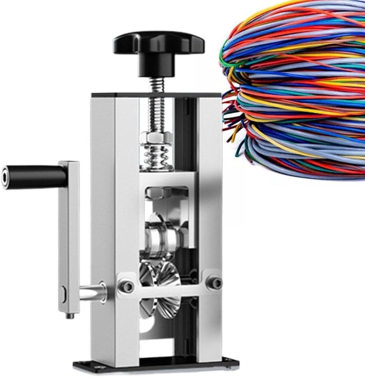 Draadstripper Machine - Isolatie Verwijderaar - Schroot Koper Recycling - Vergrote Staalrol - 1-25mm Kabel - Zilver