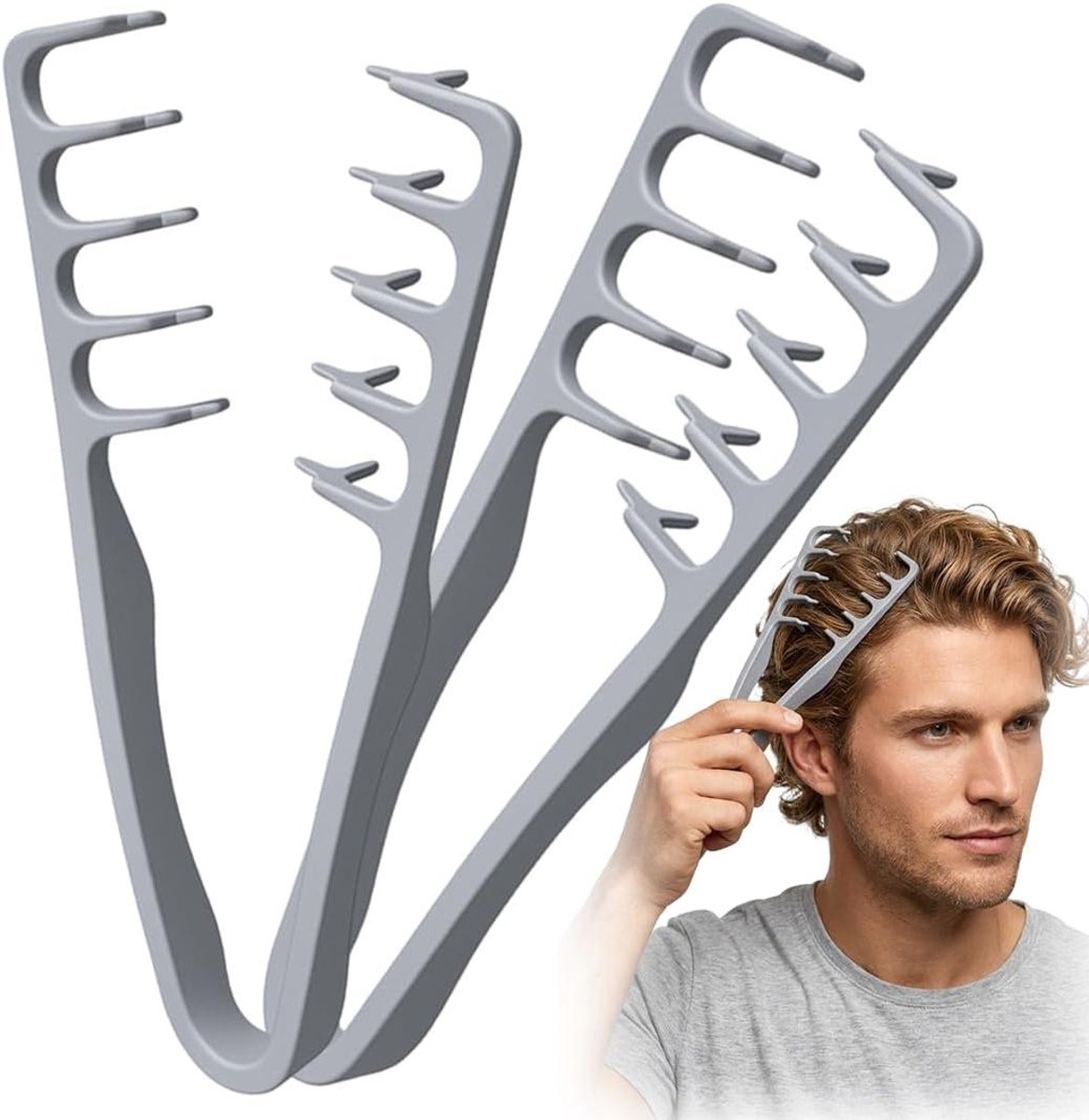 2 Stukken Zware Kort tanden Borstel - Kort Haar Stijl voor Mannen & Vrouwen, Volumeerapparaat voor de Wortels, alle soorten, Haar Accessoires(B)