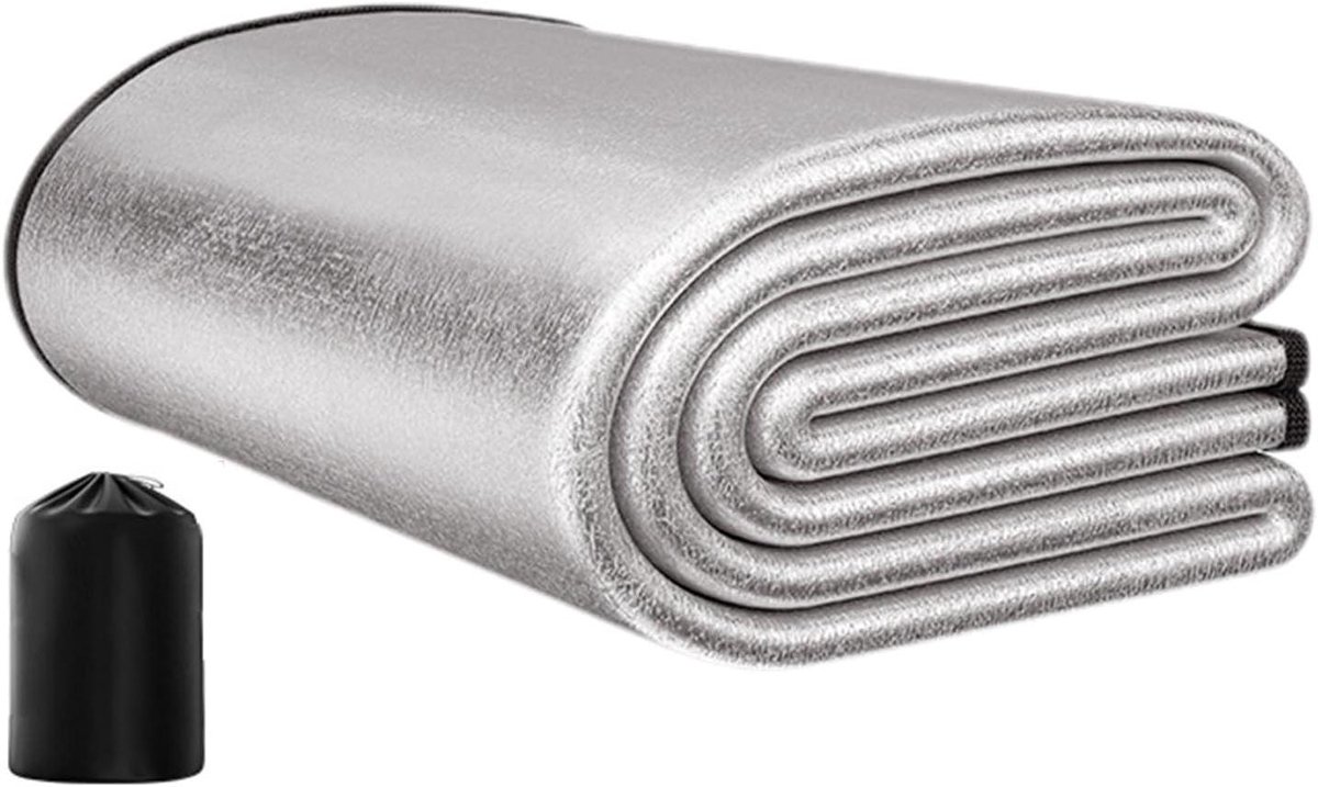 Slaapmat Camping - Picknickmat Buiten - Comfortabel Kamperen - Dubbelzijdig Aluminiumfolie - 150 x 200 cm - Grijs