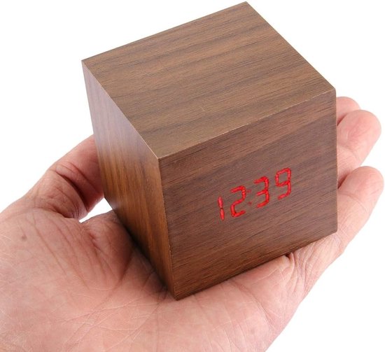 Happy Lemon beautiful and individualized wooden clock desk table LED digital display alarm clock with time, date and temperature display Romantic feelings — afbeelding 2