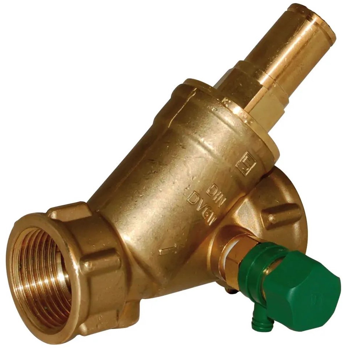 Seppelfricke SEPP DIN-Basis Terugslagklep schuine zitting, met aftap, Rp3/4 (DN20), messing Typ 1556, 0201038