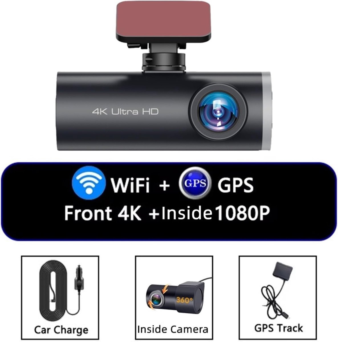 Auto Dashcam - 4K Recorder - Veilig Rijden - Dubbele Opname - 170 Graden - Zwart – foto 5
