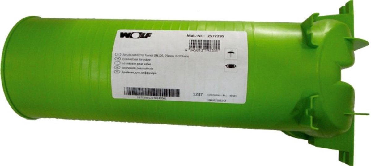 Wolf Aansluitdeel voor slang DN63/52 ventiel DN125, 90Graden, L:325mm, 2577294