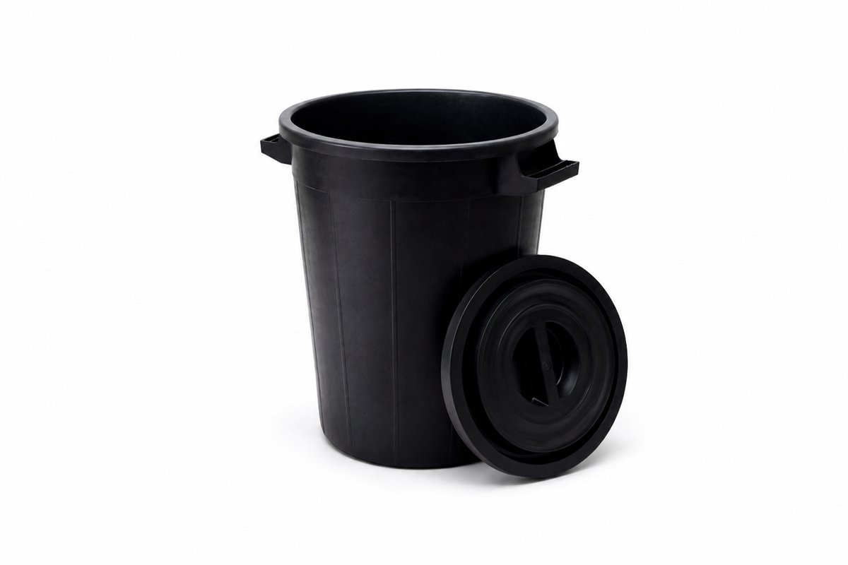 Buitenprullenbak - 50 liter - Afvalbak buiten - Afvalton met deksel - Vuilnisbak - Afvalemmer - Zwart
