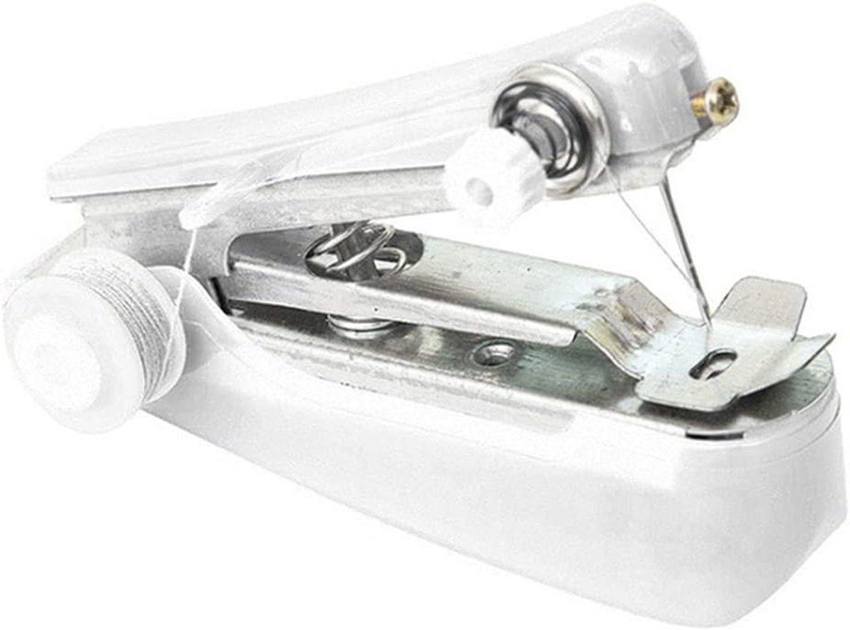 Mini Naaimachine - Handzaam Hulpmiddel - Kleine Reparaties - Draadloos Draagbaar - 10.5x7.5cm - Wit