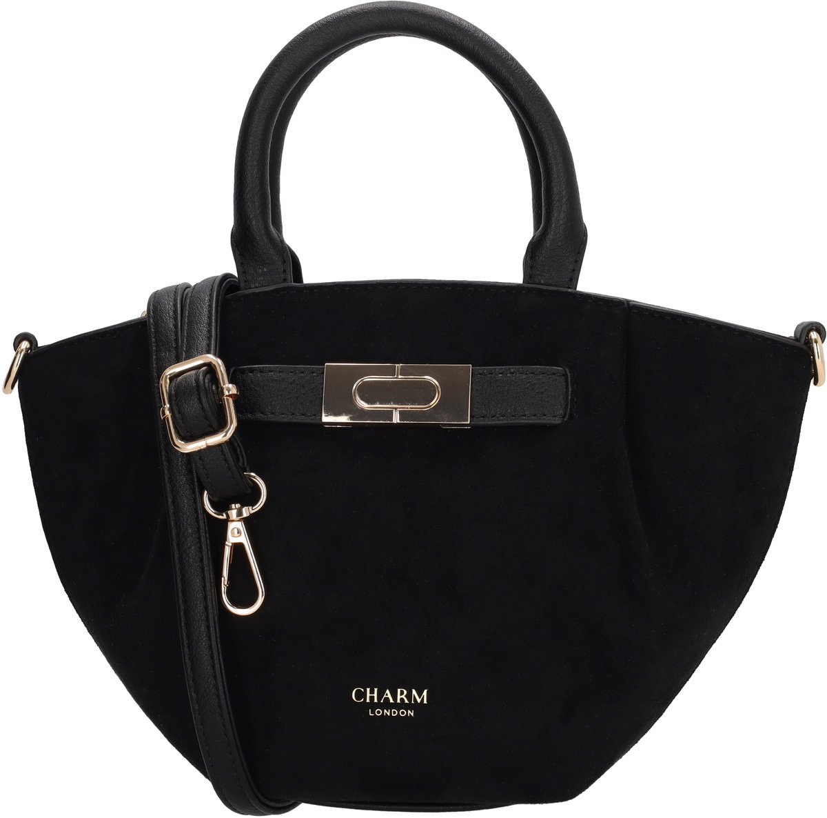 Charm London Dubai Handtas - Faux Fur Handtas - Schoudertas - Verstelbare Schouderband - Gouden Details - Dames Tas - Zwart