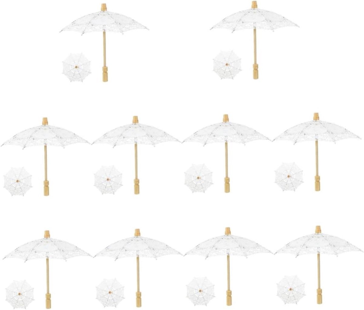 Decoratieve Parasol - Bruidsparasol Lace - Fotografie Bruiloft - Met Borduurwerk - 10 Stuks - Wit