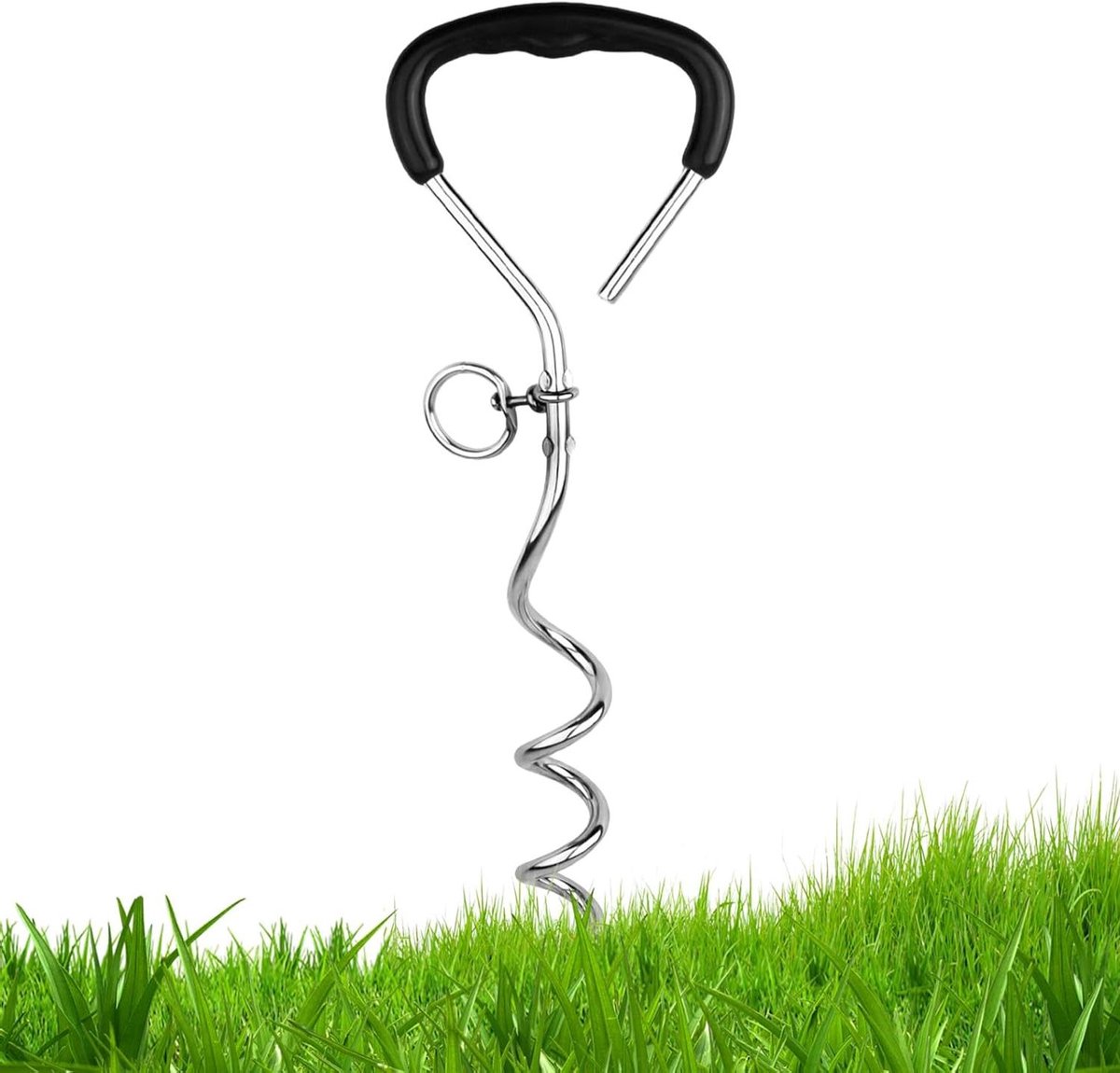 Honden Tie Out Stake - Hondenanker Tuin - Hond Beveiligen Buiten - Twist-proof Mechanisme - 40 cm - Zwart
