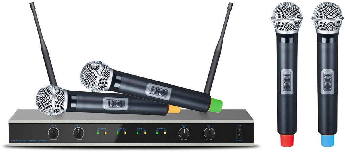 E-Lektron IU-4011 draadloze UHF microfoonset - 4 handmicrofoons