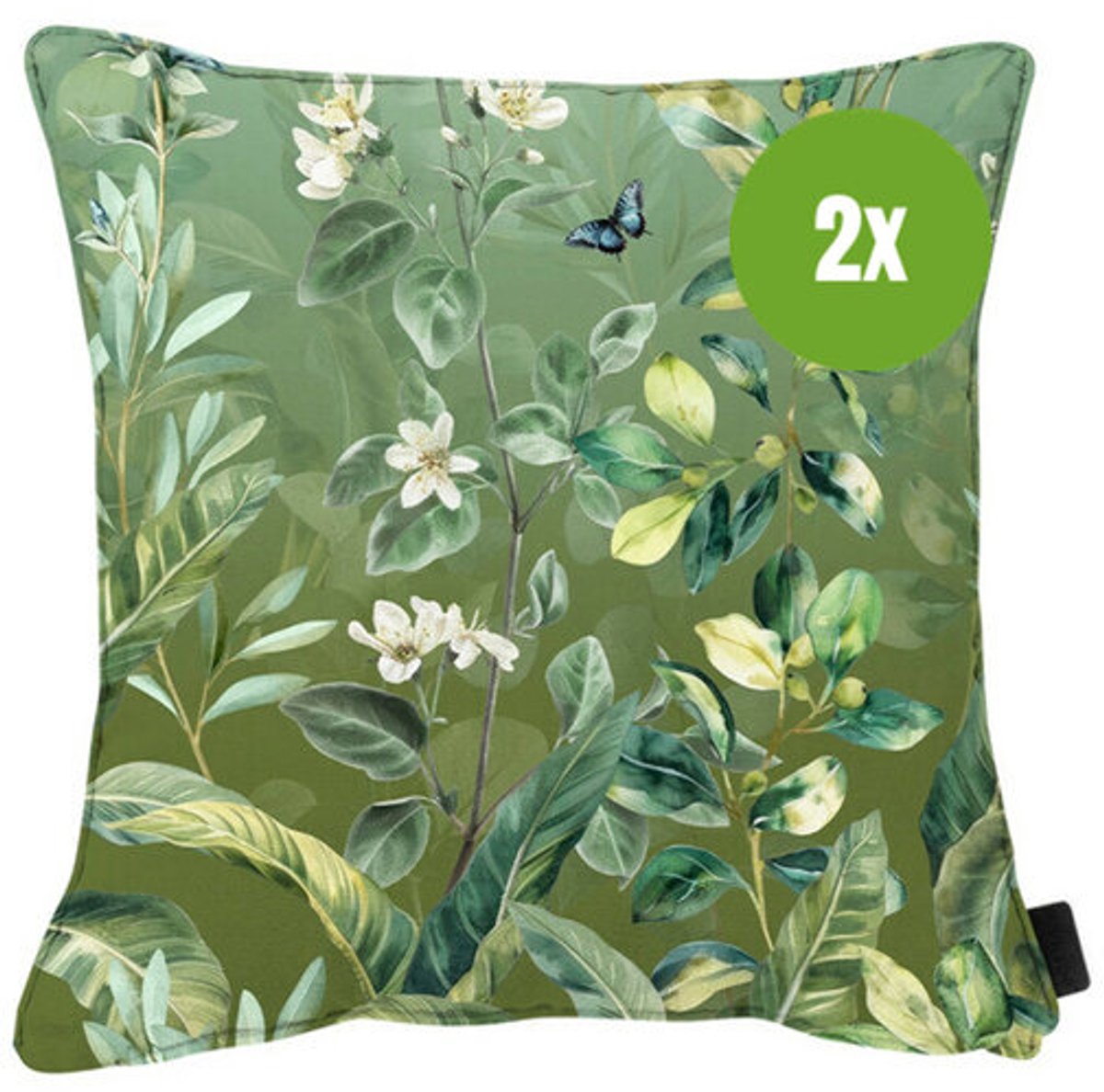 Sierkussen paspel ca.50x50cm Outdoor+ Elisa green 2 stuks
