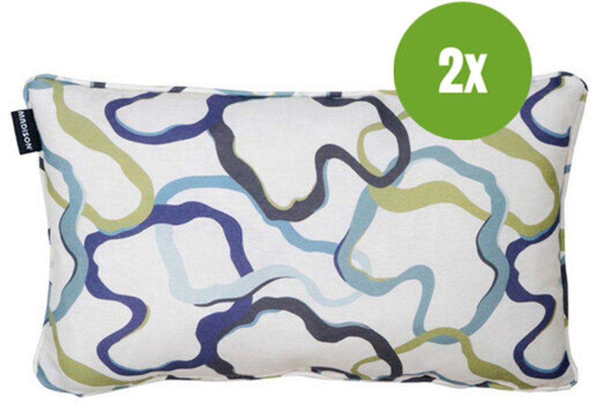 Sierkussen paspel ca.30x50cm Blaze blue 2 stuks