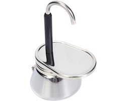 Mini Koffiepot - Espresso Maker - Koffie Zetten - Roestvrij Staal - 8x15 cm - Zilver