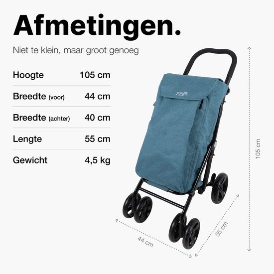 Zonfo Chariot de courses Cruiser – Capacité du sac 53L et compartiment réfrigérant (10L) – 4 roues, pliable et poignée réglable – Vert