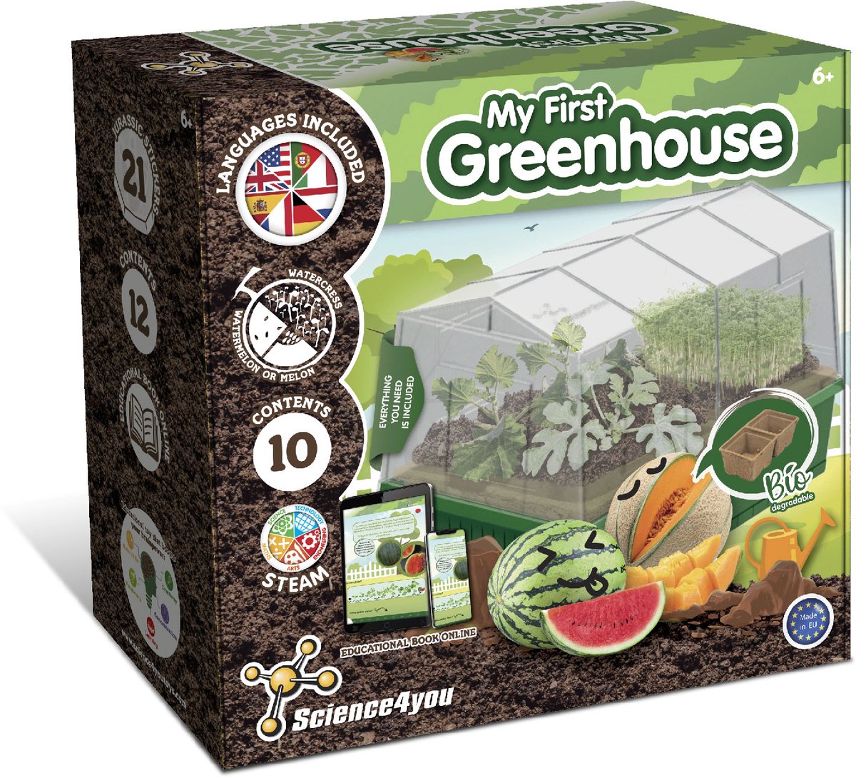 Science4you Kleine Kas Voor Kinderen - Kweekset voor Tuinactiviteiten, Plant je eigen Watermeloen en Waterkers