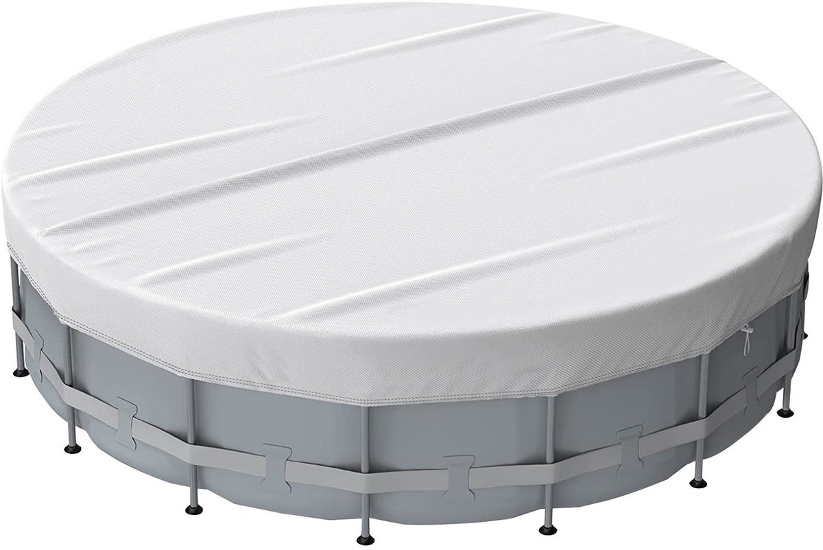 Zwembadhoes - Zwembadaccessoires - Beschermhoes voor het zwembad in de zomer - Inclusief accessoires - Jacuzzi-hoes - Stofhoes - Rond - Verbeterd winddicht ontwerp - Bovengronds buitenzwembad - 4,3 m - Grijs