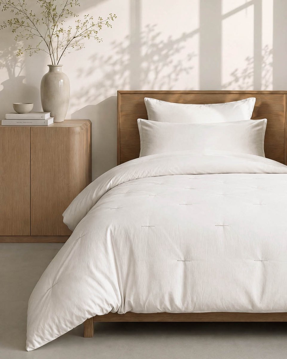 HOOMstyle Wasbaar dekbed zonder overtrek - 140x220 1 persoons met 1 kussensloop - Cotton White