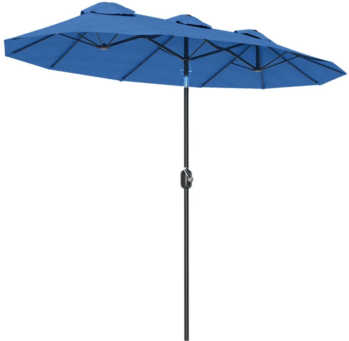 Premium Dubbele Parasol - Tuinparasol met Handslinger & Windopening - Stokparasol - 285L x 147B cm - Strandparasol - UV-Bestendig - Kantelbaar & Verstelbaar - Strand, Balkon, Terras & Tuin - Marineblauw