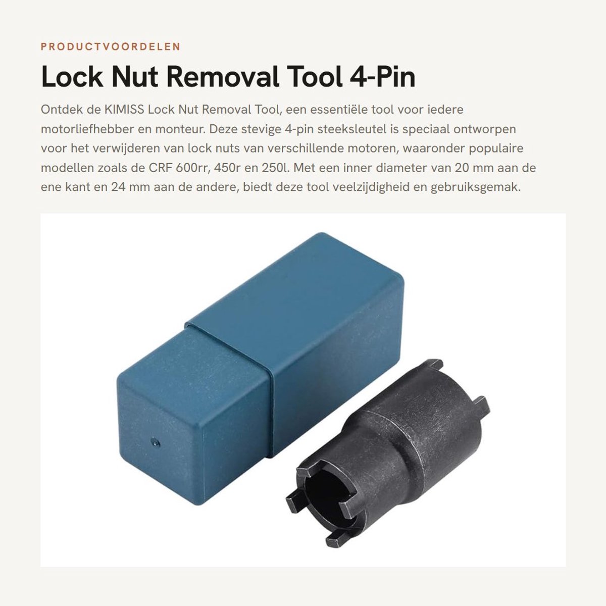 Dailygoods- Locknut Verwijdertool 20/24mm - Steelsleutel - 4-Pin Steeksleutel - Schokbestendig - Duurzaam - Geschikt voor CRF 600rr 450r 250l - Moersleutel