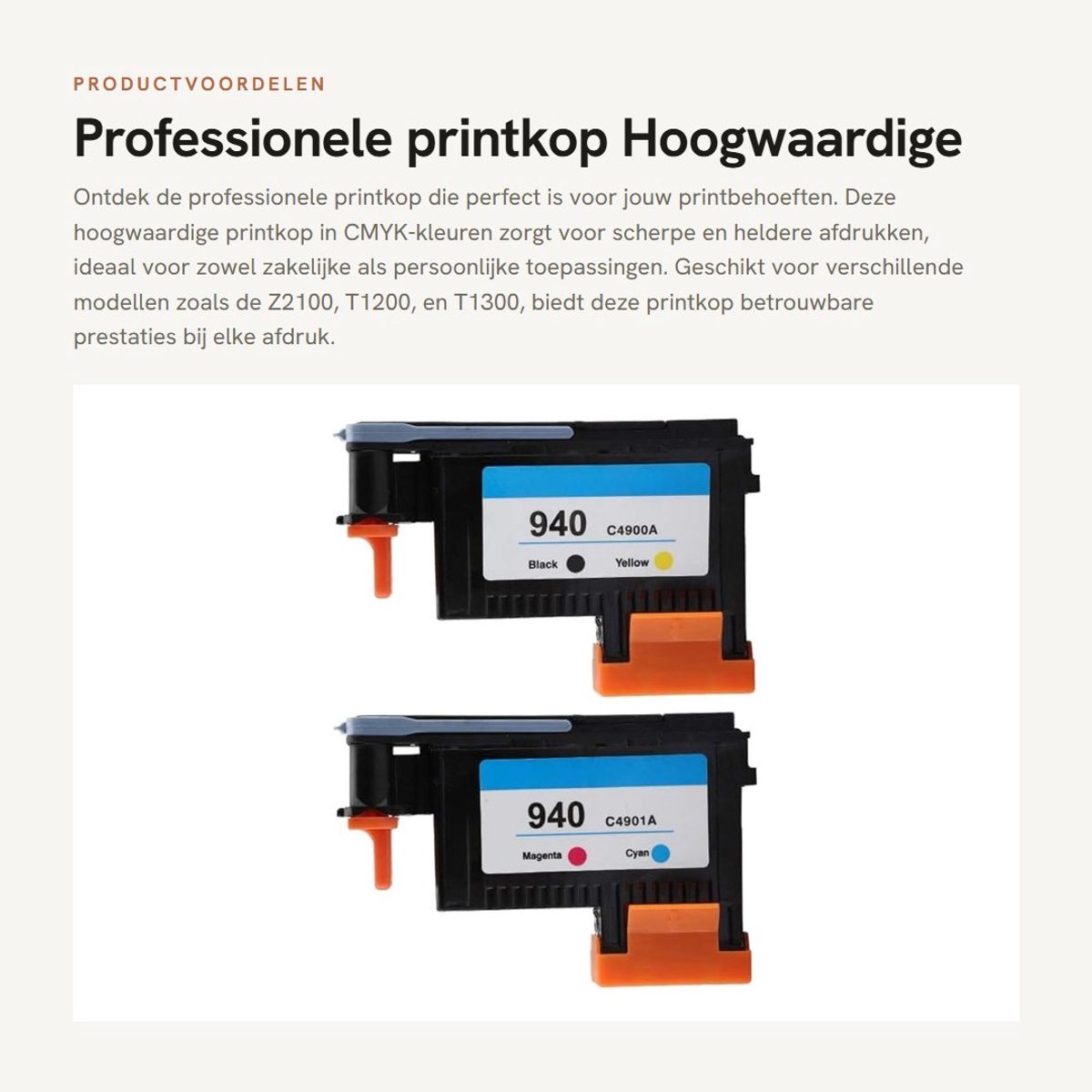Dailygoods- Printkop Professioneel - Geschikt voor Z2100/T1200/T1300/T610/T620/T1100/T770/T790/K8600/K8500 - CMYK - Afmetingen 90 x 60 x 20 mm - Inhoud 1/2 x printkop - Hoogwaardige kwaliteit - Inktcartridge