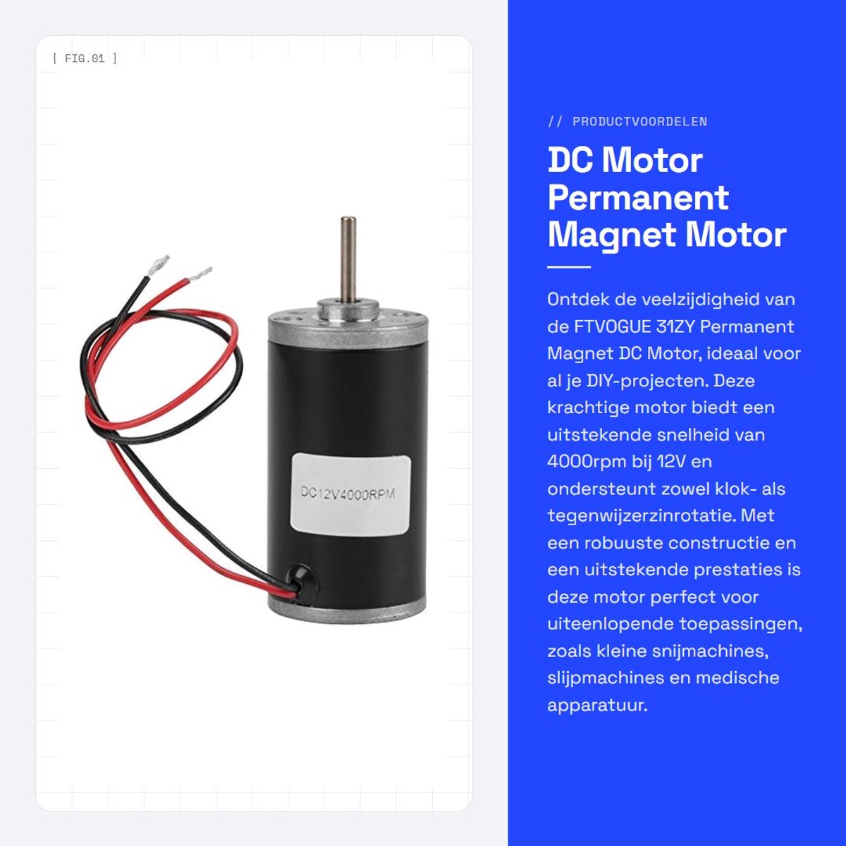 Dailygoods- Motor Permanent Magnet DC - Verstelbare Snelheid - CW/CCW Controle - Geschikt voor DIY Generator - Stabiele Prestaties - Lange Levensduur - Elektromotor