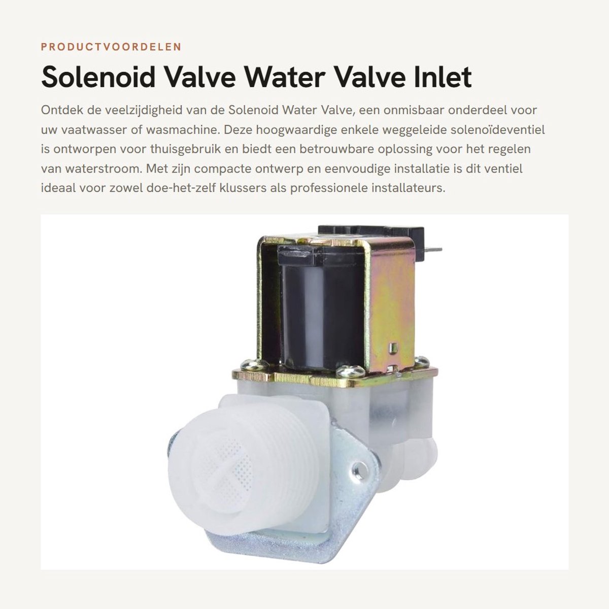 Dailygoods- Solenoïdeventiel Compact - Inlaatventiel - Hoogwaardige Plastic - Eenvoudig te Installeren - Geschikt voor Thuisgebruik - Lange Levensduur - Waterklep