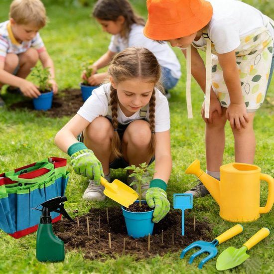 Kinder Tuingereedschap Set - Buiten Speelset - Planten en Graven - 11 Delig Inclusief Gieter van Kinder — afbeelding 4