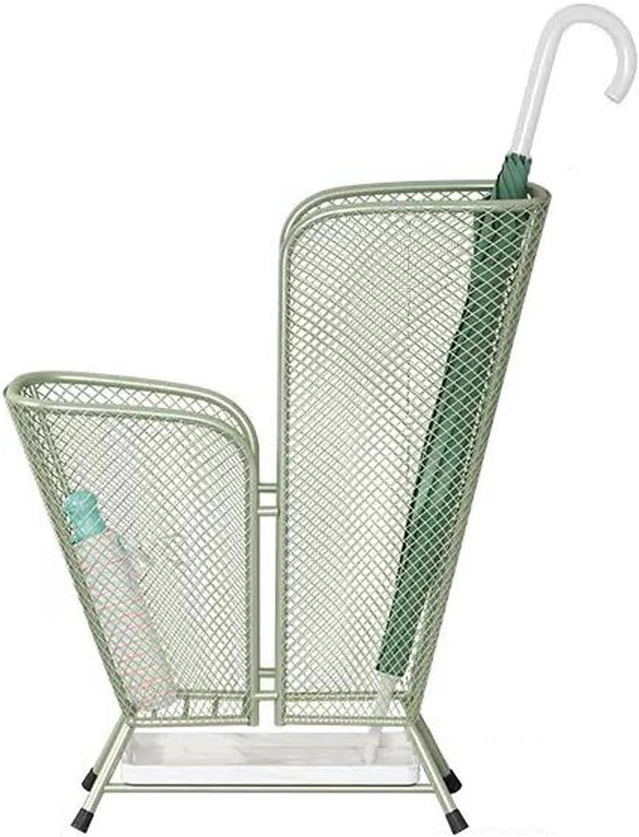 Parapluhouder Rack - Paraplubak Binnen - Droge Entree - Marmeren Lekbak - Dubbele Laag - Groen