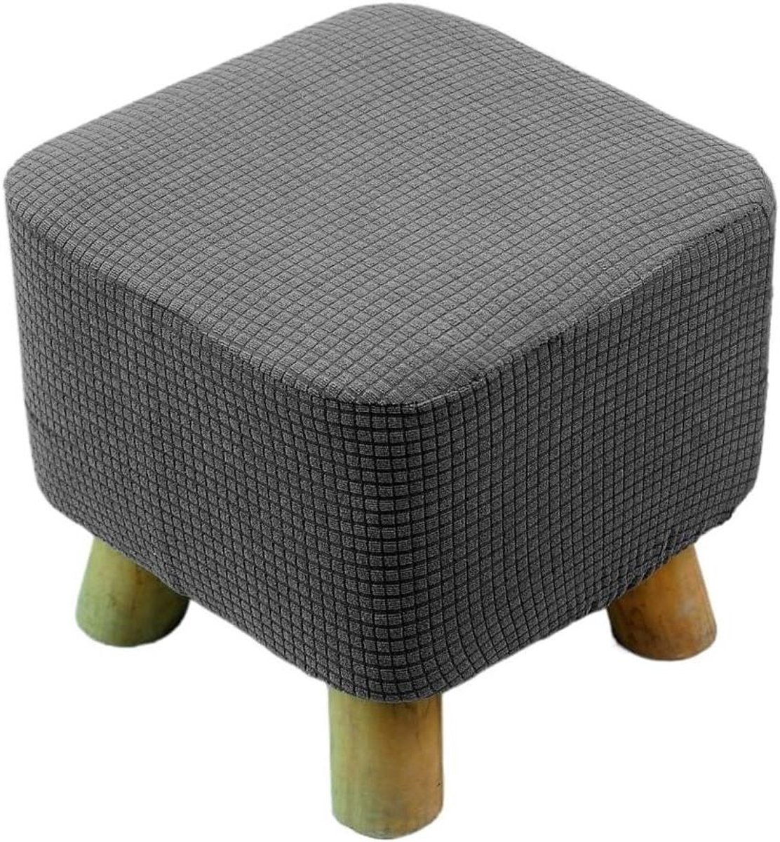 Poef Hoezen - Voetenbank Beschermers - Woondecoratie - Zacht Gebreid Jacquard - Small - Grijs