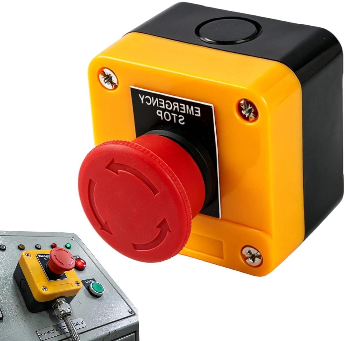 Noodstopknop - Veiligheidsschakelaar - Industriële Automatisering - IP65 Waterdicht - 110 V-400 V - Geel