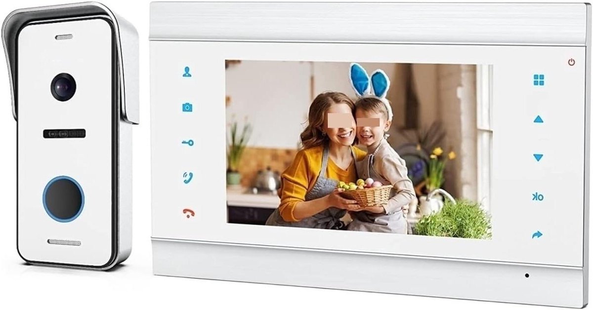 2 Wire Video Door Phone Doorbell Intercom System, 7" Monitor with Wired Bell, Touch Button, Snapshot/Recording(Size:1Monitor 1Doorbell)