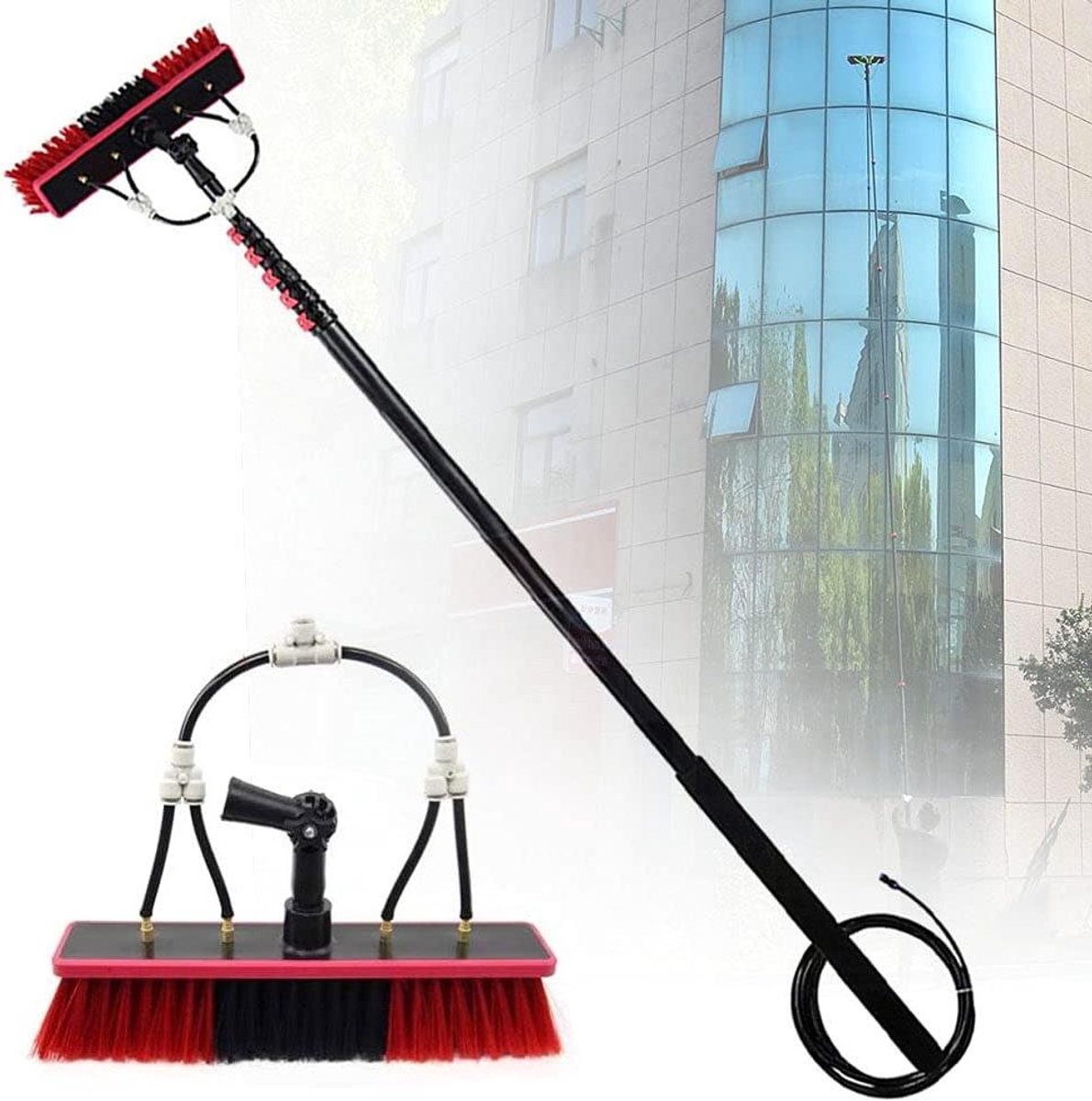 Telescoopsteel - Reinigingspaal - Hoge ramen wassen - Verstelbare lengte - Tot 11 meter - Zilver