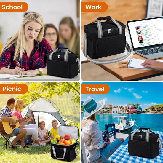 Koelbox - Koeltas - Koeltas 15L - Koelrugzak - Koeltasje Klein - Waterdicht - Draagbaar - Schouderband - Koeltassen Opvouwbaar - 600D Oxford - Kleine Koeltas voor Onderweg, Thermische Tas voor Picknicks, Camping, Excursies - Zwart van Koelbox. — afbeelding 3