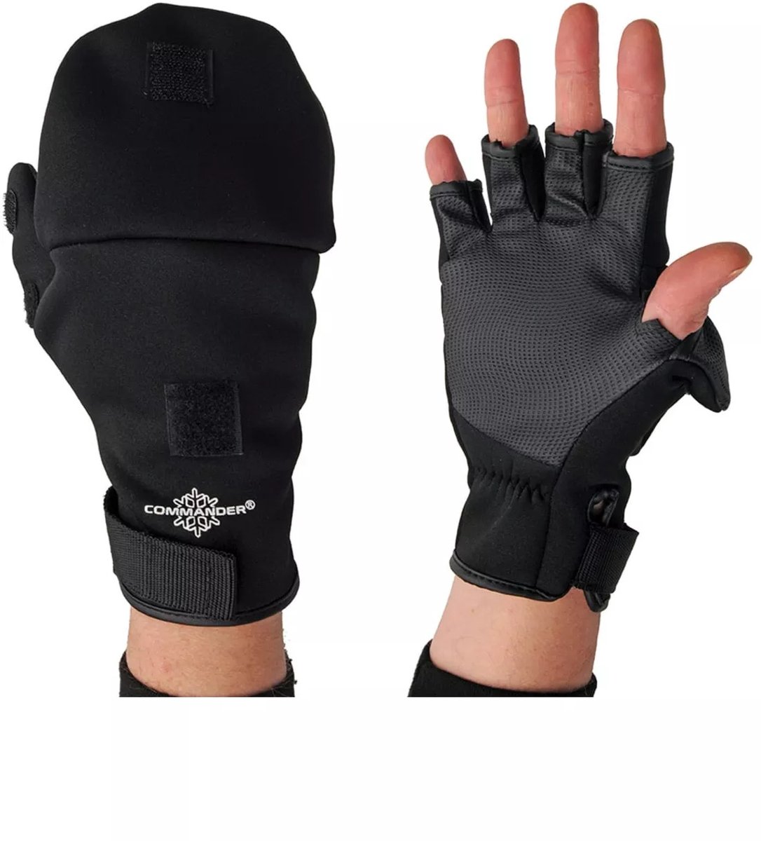 Albatros Omklapbare neopreen hengelhandschoenen met fleece vingerkap | maat M/L/XL maat L