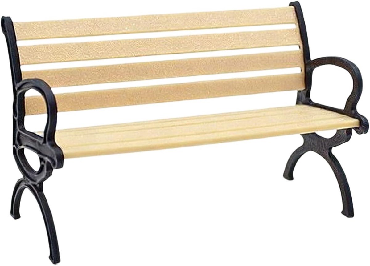 Miniatuur Bankje - Poppenhuis Meubel - Landschapsinrichting - Realistisch Park Design - 10.5 cm Lengte - Natuurlijk Hout