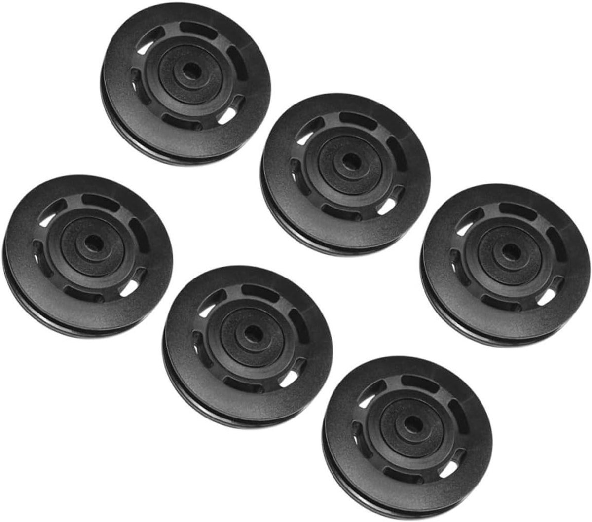 Poelie Wiel Set - Vervangende Wielen - Fitness Oefeningen - Stille Beweging - 9 x 9 x 2 cm - Zwart