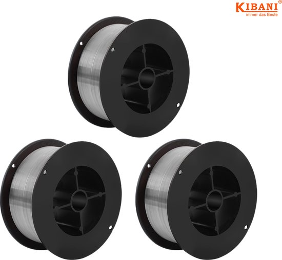 Kibani Rol Lasdraad voor Lasapparaat per 3 - Flux Lasdraad - 0,8 mm - Voor Gasloos Lassen - Set van Drie - Universeel - Voor MIG/MAG/TIG Lassers