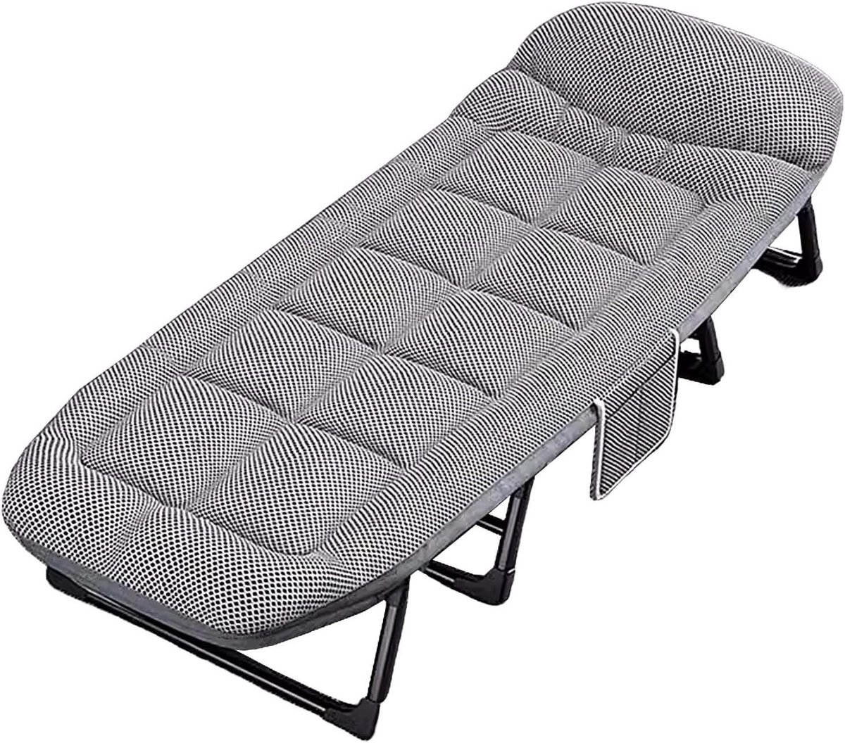 Opvouwbaar Bed - Campingbed Gastenbed - Ontspannen Rusten - Zes Posities Rugleuning - 200cm Lang - Grijs