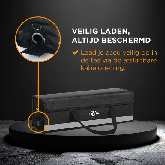 IIuvia Fietstas - 50 x 15 x 15 cm (11.4 liter) Kleur (Grijs) - Accutas Ebike Brandveilig - Accutas Ebike 8 lagen Brandvertragend materiaal — afbeelding 4