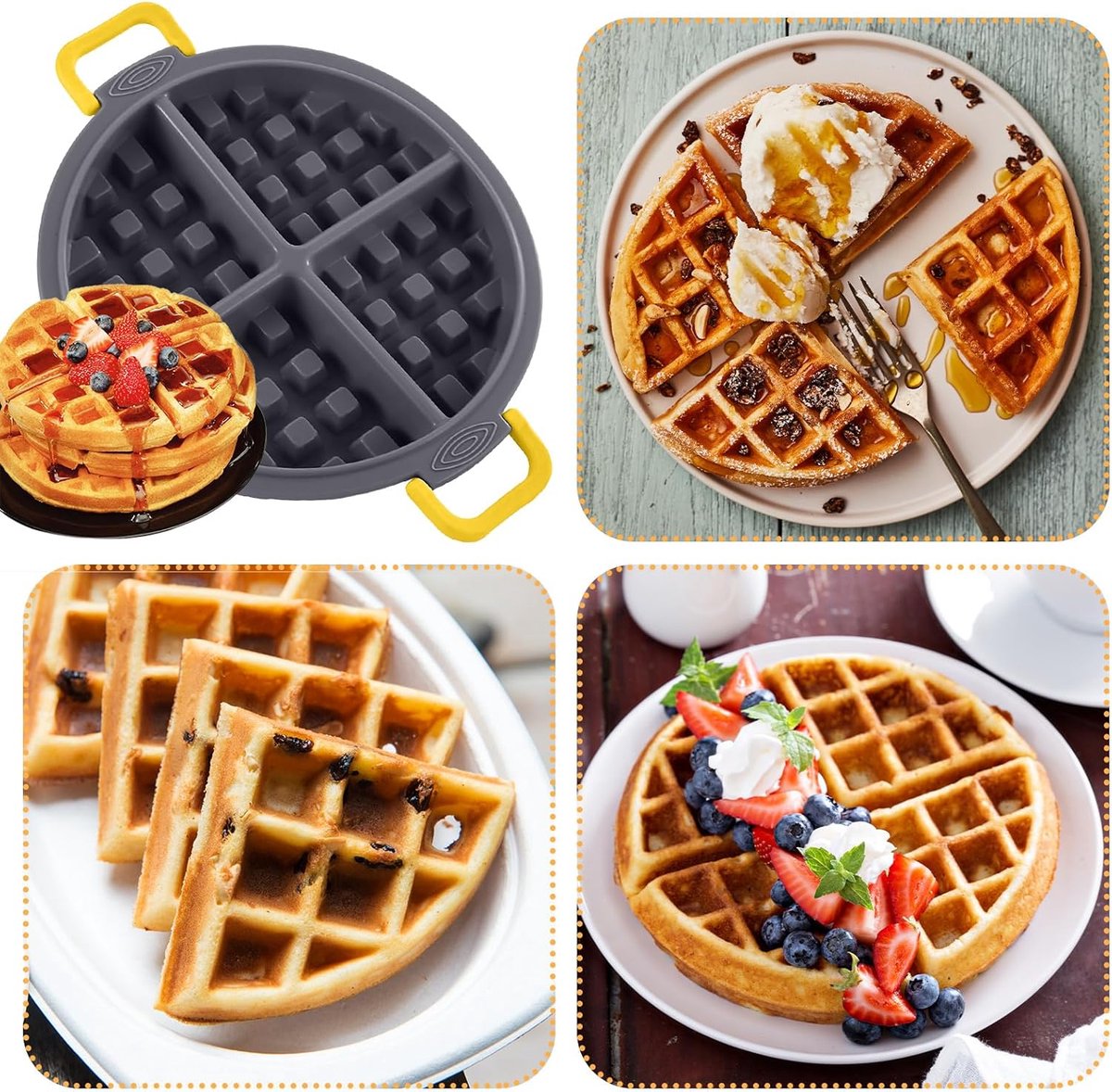 Siliconen wafelvorm - BPA-vrije muffinvormen - Taartvorm - Bakvorm voor wafelijzer, Chocolade, knutselwerk - Snoep - Huishoudelijk gebruik - Oven - Muffin - Cakevorm - Bakbenodigdheden - Grijs – foto 5