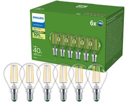 Philips Filamentkogellamp helder 40W P45 E14 x6