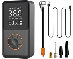 Draagbare Luchtcompressor 150 PSI – Draadloze Elektrische Luchtpomp met Digitale Bandenmeter, LED-Noodverlichting & Powerbankfunctie – Voor Auto, Motor, Fiets en Ballen – Zwart