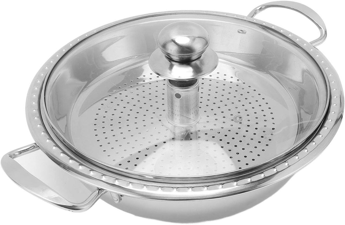 Roestvrijstalen Kookpan - Steelpan met Mand - Thuis Koken - Inductie Geschikt - Royale Capaciteit - Zilver
