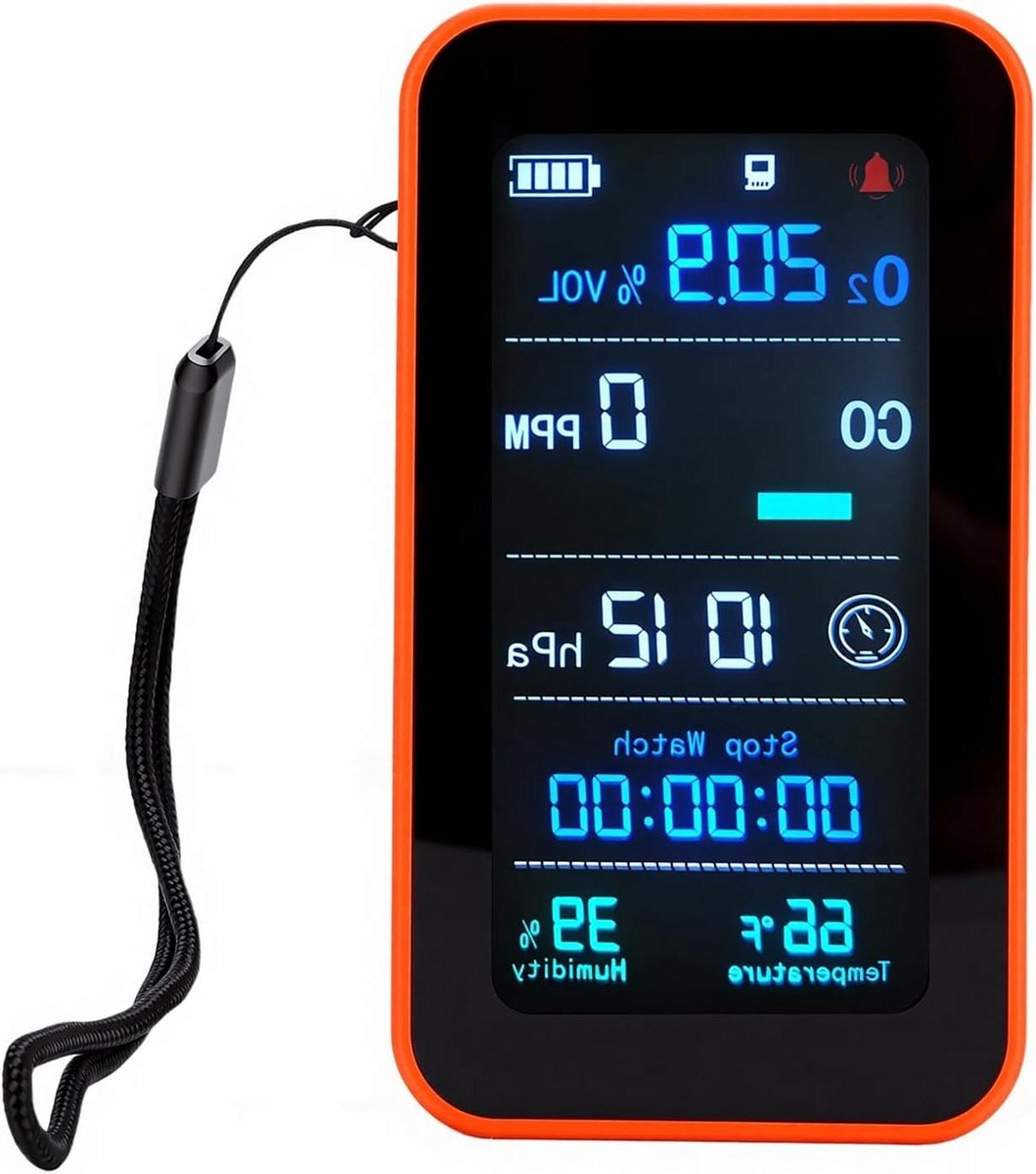 Luchtkwaliteitsdetector - Meetinstrument - Binnenshuis Meten - Met Zaklamp Stopwatch - 3000mAh Batterij - Zwart